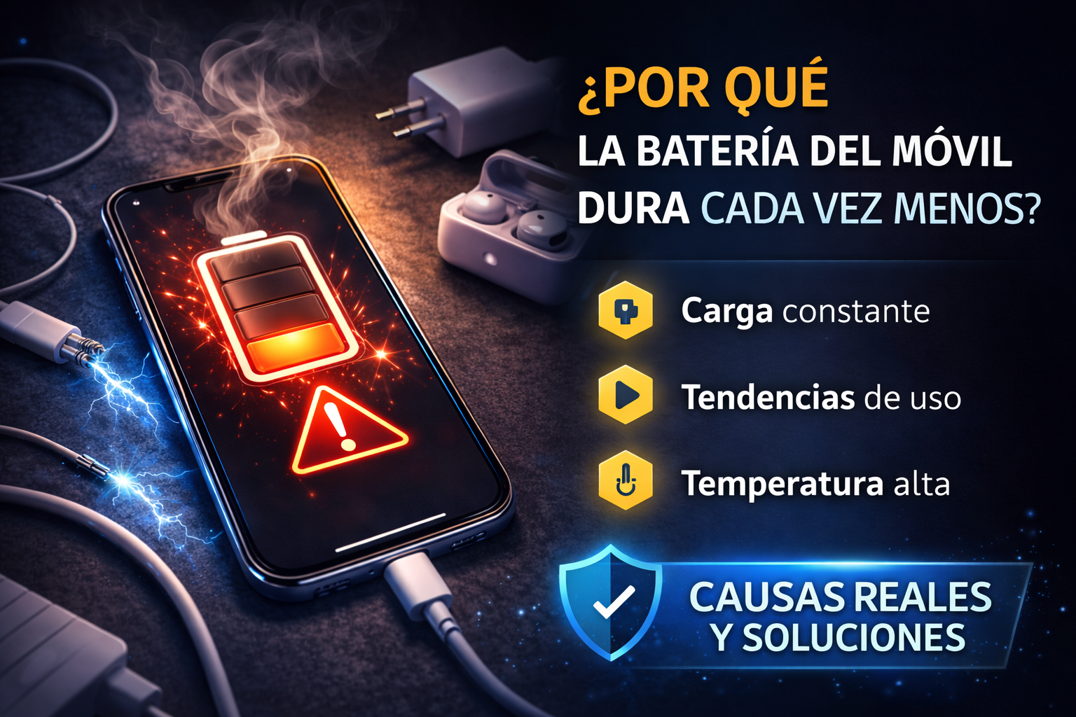 Por qué la batería del móvil dura cada vez menos (causas reales y soluciones)
